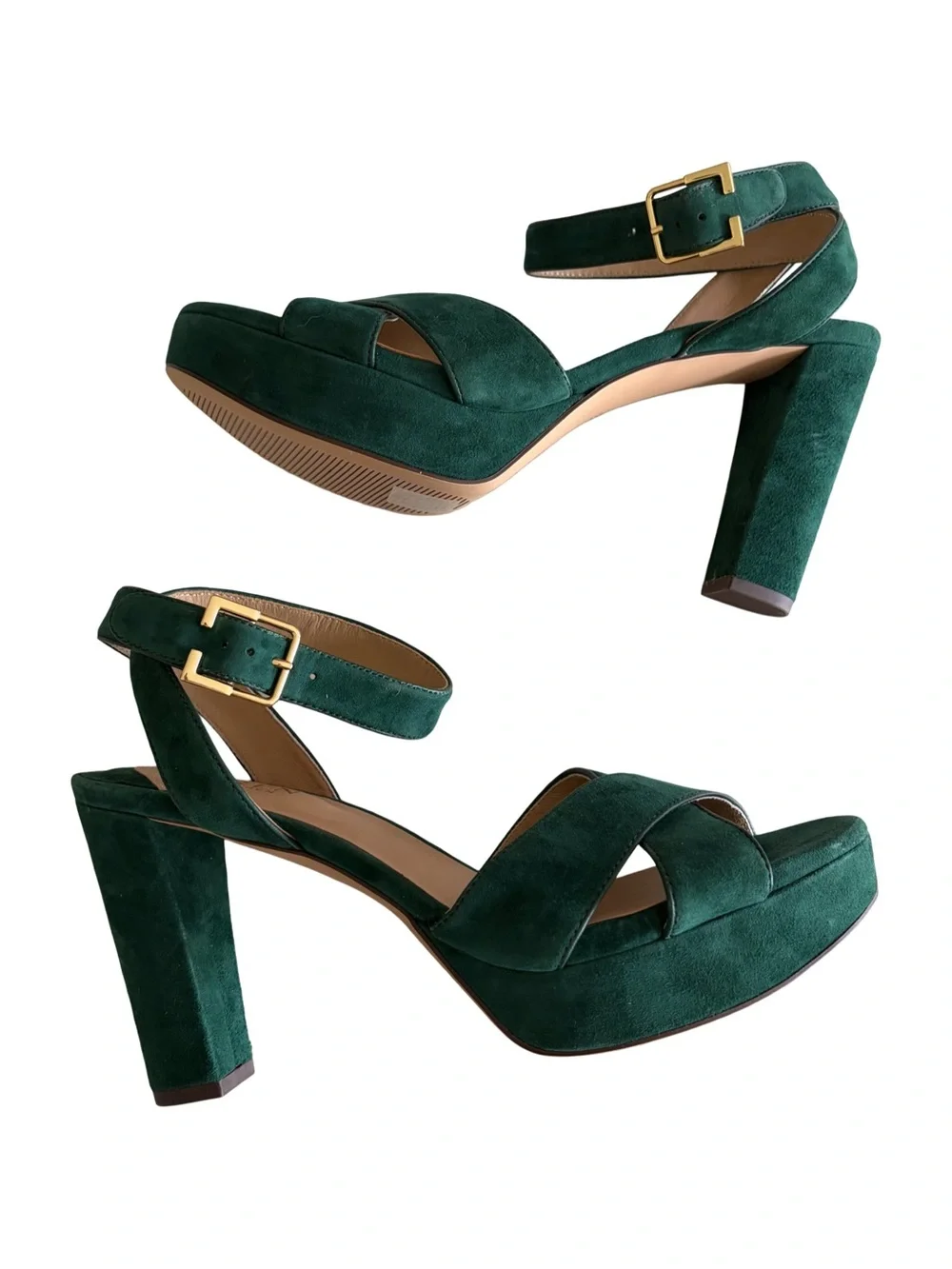 Lauren Ralph Lauren Sasha Suede Platform Sandals Emerald / Forest Green Size 9
